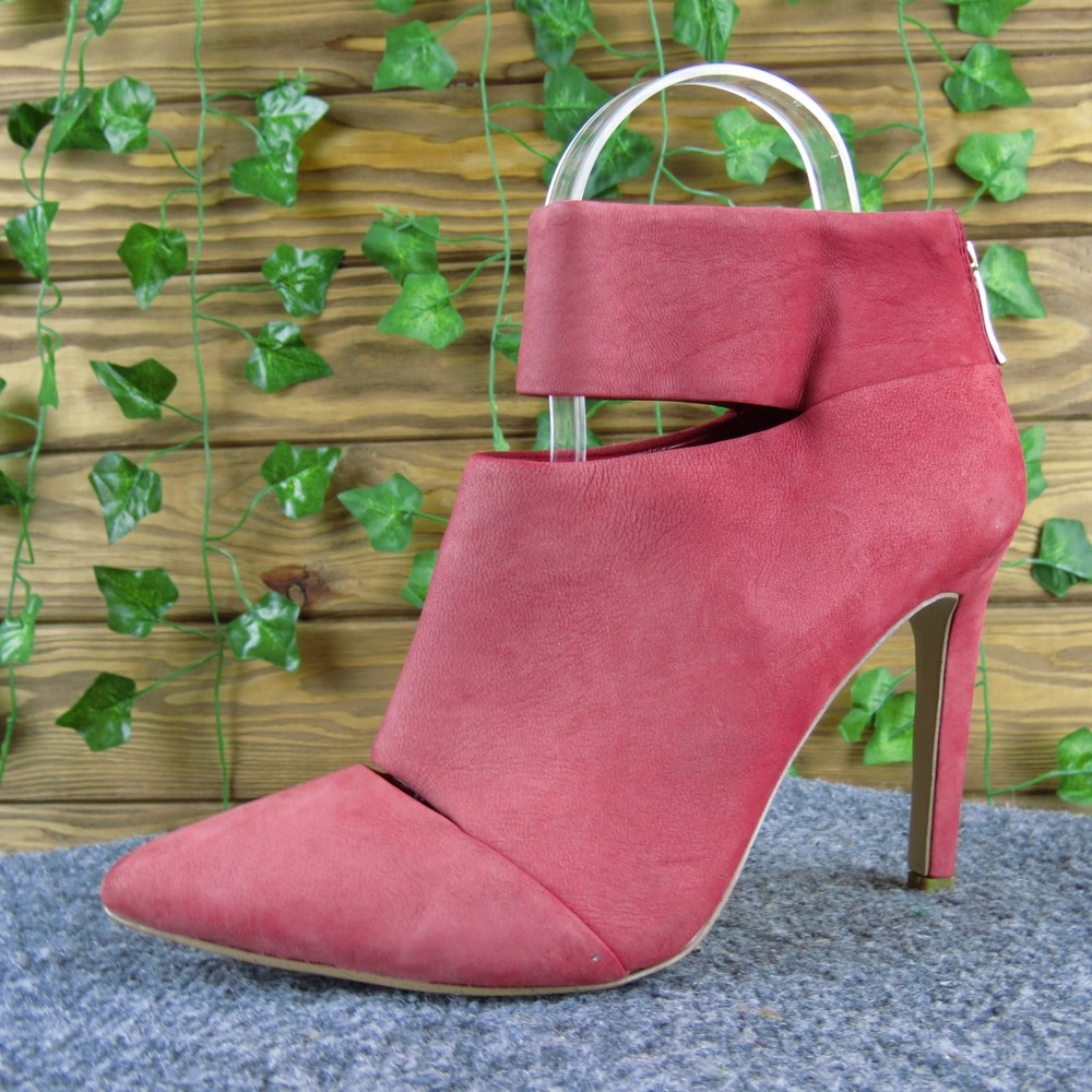 BCBGeneration Carolyn Women's 7 Red Suede Cutout Bootie High‎ Heel Dressy